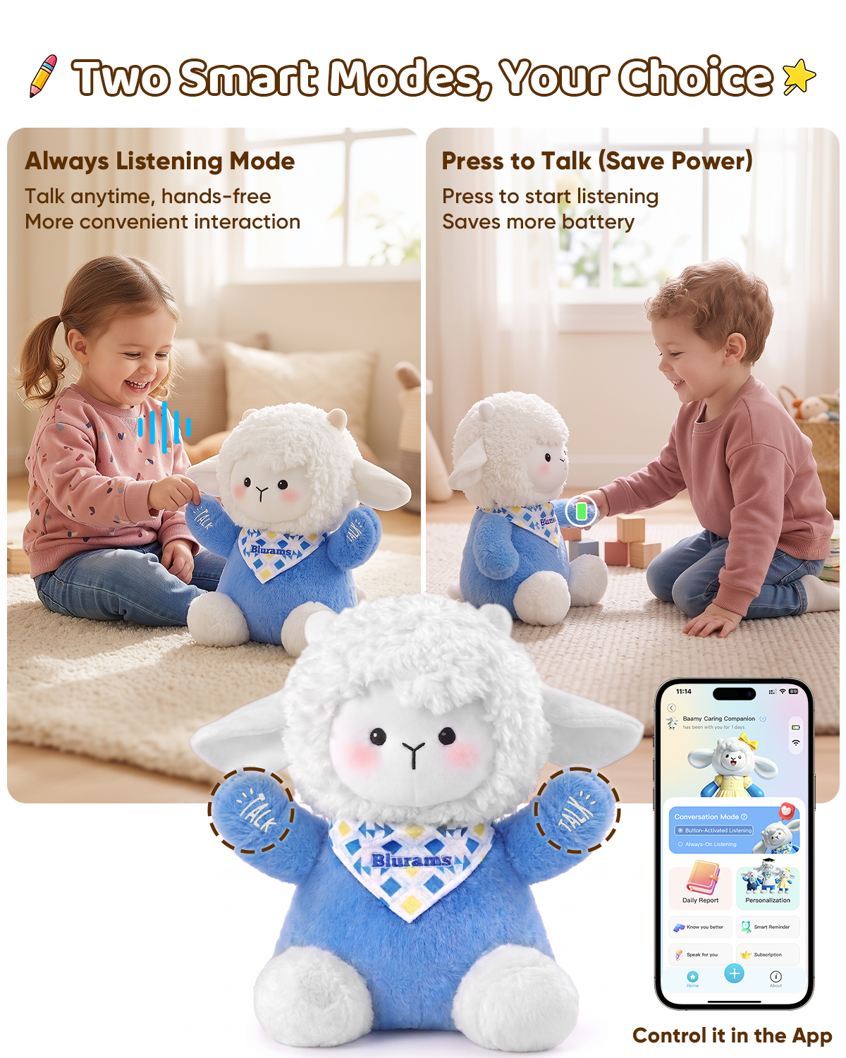 blurams Baamy AI Talking Plush Toy for Kids